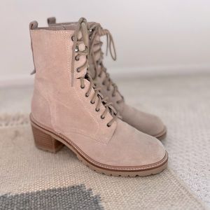 Seychelles Suede Heeled Lace Up Bootie